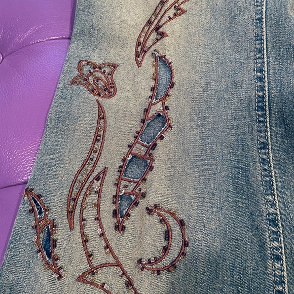 Liquid Jeans Beautiful & Bad Ass Embroidered & Cut Out Flared Bottom Jeans - 5 - Picture 5 of 7